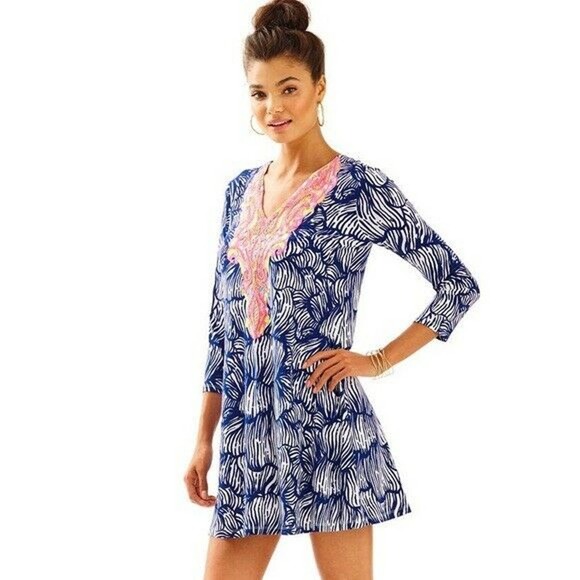Lilly Pulitzer Blue and Pink Long Sleeve Dress - Picture 4 of 11